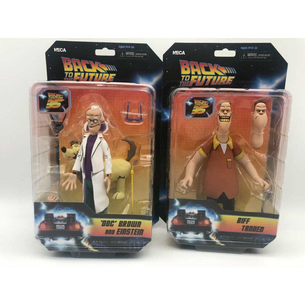 Back To The Future Doc Brown & Einstein & Biff Tanner 6" Action Figure NECA